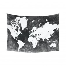 GCKG Black and White Earth World Map Tapestry Wall Hanging Global Map Wall Decor Art for Living Room Bedroom Dorm Cotton Linen Decoration 60 x 40 Inches   
